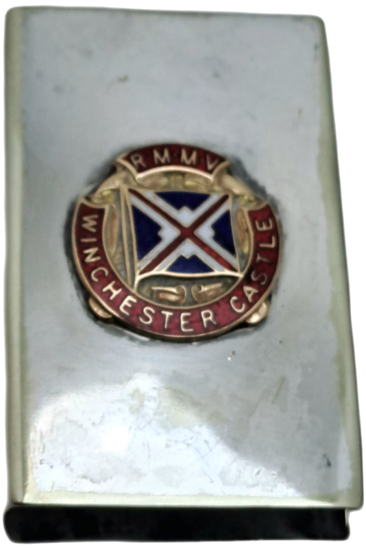Vintage E.P.N.S R.M.M.V Winchester Castle 1930 Ship Matchbox Holder and a Alpaka Cigarette case