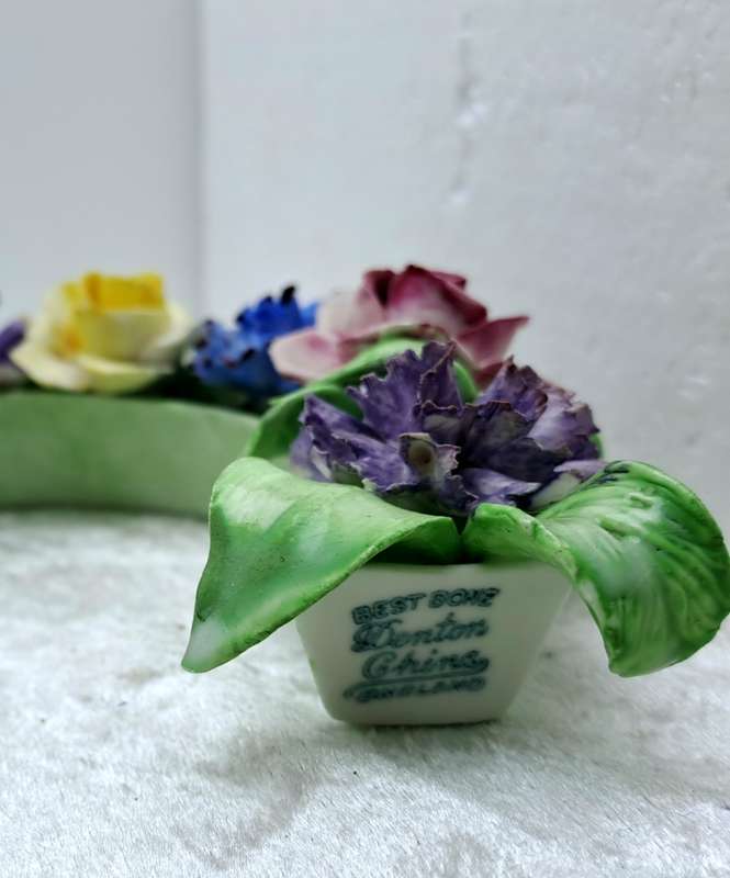 2 Vintage Best Bone China Denton China Floral Horseshoes-a few small chips
