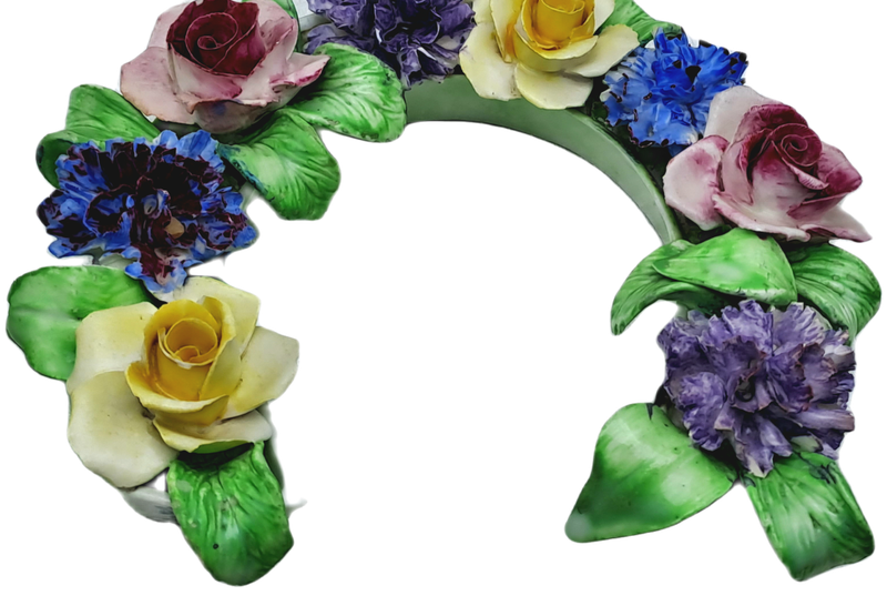 2 Vintage Best Bone China Denton China Floral Horseshoes-a few small chips
