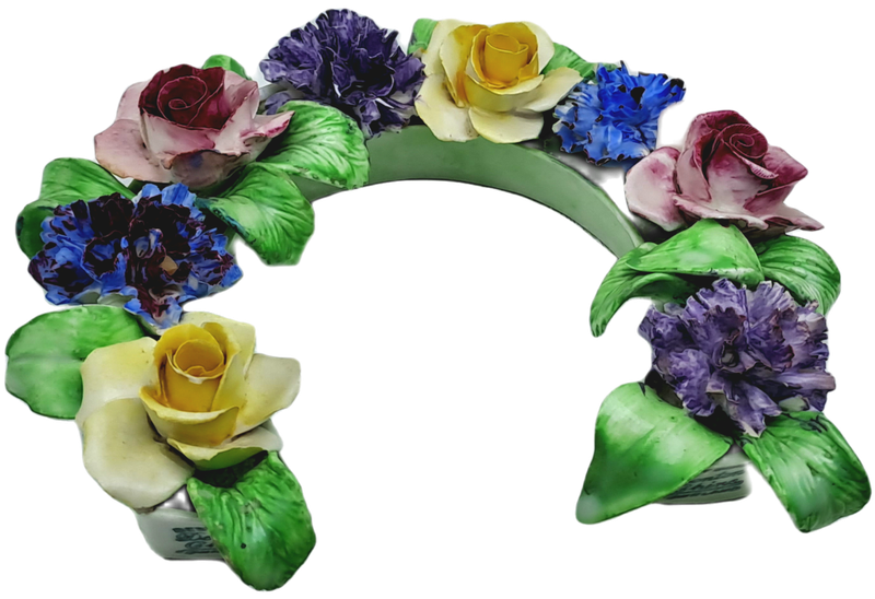 2 Vintage Best Bone China Denton China Floral Horseshoes-a few small chips