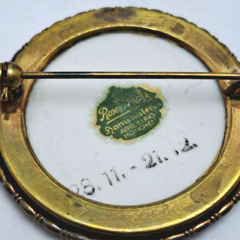 Vintage Rosenthal Commemorative Porcelain-Gold Painted Archer Brooch/Pin