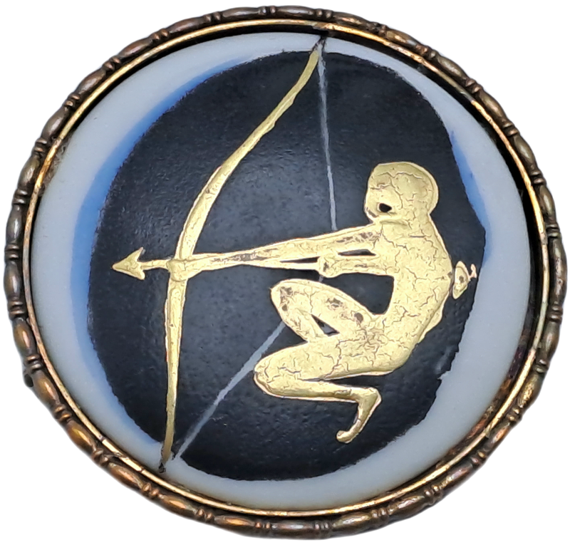 Vintage Rosenthal Commemorative Porcelain-Gold Painted Archer Brooch/Pin