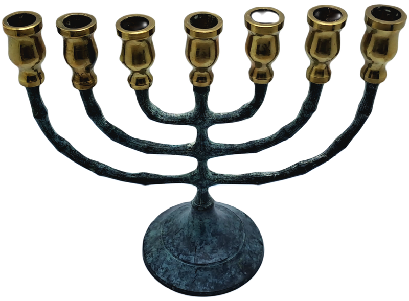 Vintage 7 Branch Menorah -Metal and Brass -14,5cm x 17cm x 6,7cm