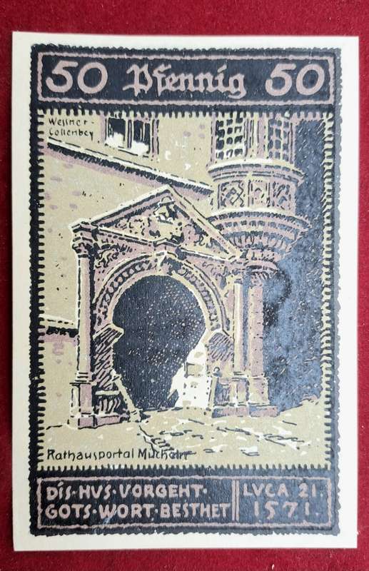 Germany 1921  German notgeld  Saxony, Prussian province of Mücheln, 50 Pfennig-UNC