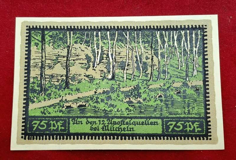 Germany 1921  German notgeld  Saxony, Prussian province of Mücheln, 75 Pfennig-UNC