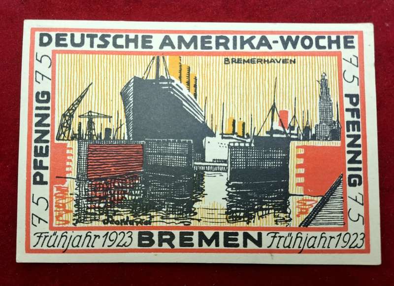 German notgeld 1923-City of Bremen (Federal state of Bremen)-75 Pfennig-UNC