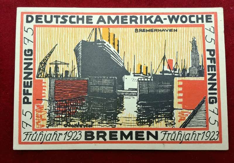 German notgeld 1923-City of Bremen (Federal state of Bremen)-75 Pfennig-UNC
