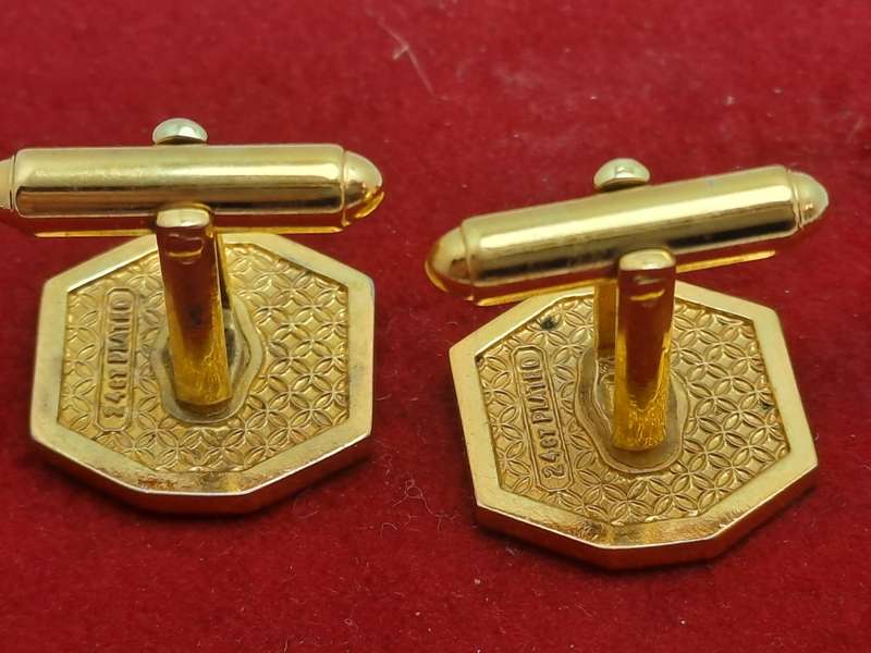 A Pair of Vintage M&R -24ct Plated Cufflinks  -No Box