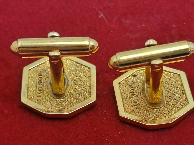 A Pair of Vintage M&R -24ct Plated Cufflinks  -No Box