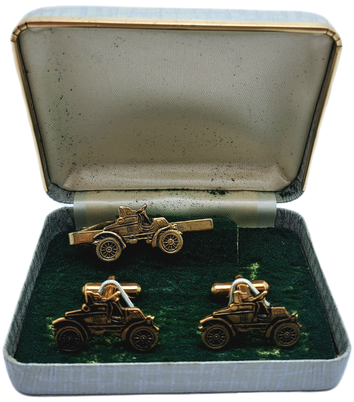Vintage Old Car Cufflink -Tie Clip set -Boxed
