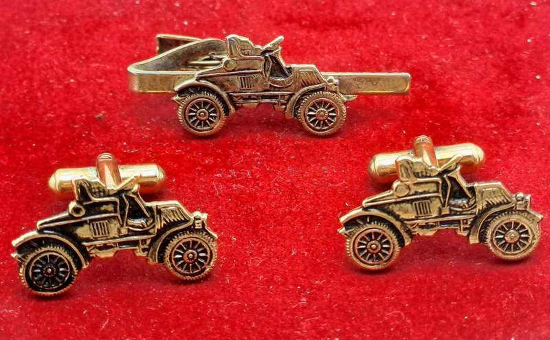 Vintage Old Car Cufflink -Tie Clip set -Boxed