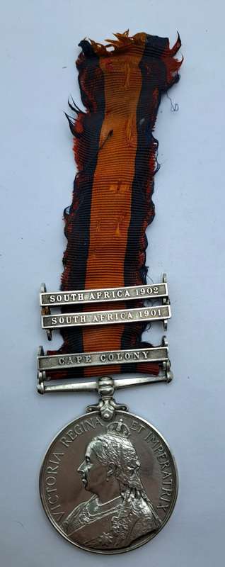 Anglo Boer War Queens Medal -Cape Colony,1901 and 1902 Clasps No.1091  TPR:B.Getz. D.E.O.V.R