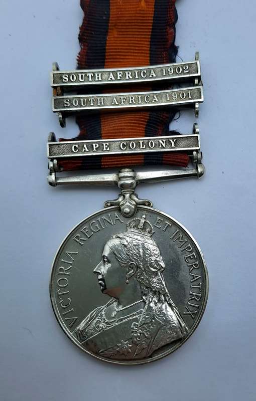Anglo Boer War Queens Medal -Cape Colony,1901 and 1902 Clasps No.1091  TPR:B.Getz. D.E.O.V.R