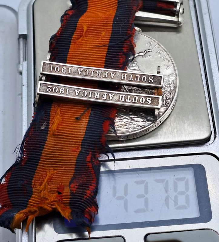 Anglo Boer War Queens Medal -Cape Colony,1901 and 1902 Clasps No.1091  TPR:B.Getz. D.E.O.V.R