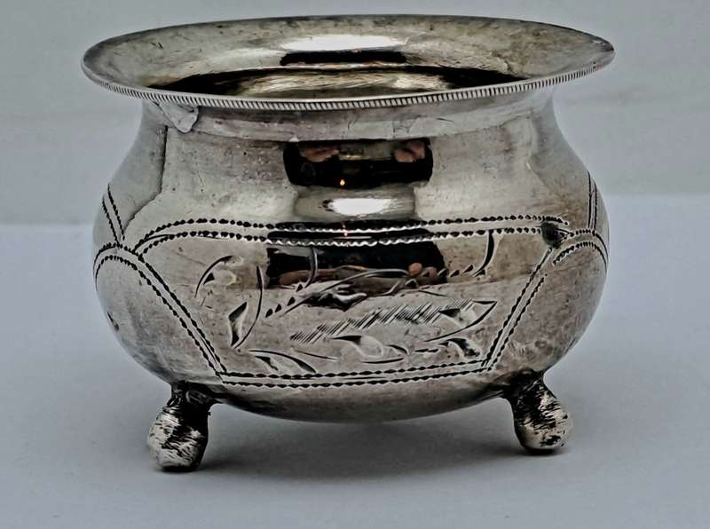 Hallmarked Antique 1904-1908 Kiev Imperial 84 Russian SILVER Salt Cellar