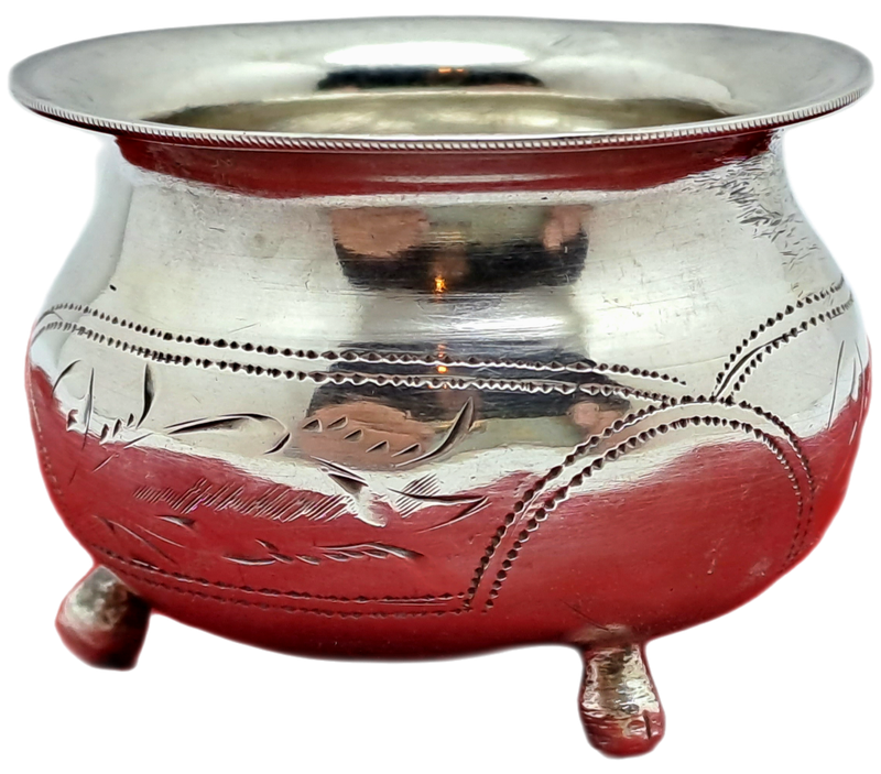 Hallmarked Antique 1904-1908 Kiev Imperial 84 Russian SILVER Salt Cellar