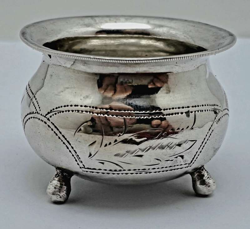 Hallmarked Antique 1904-1908 Kiev Imperial 84 Russian SILVER Salt Cellar