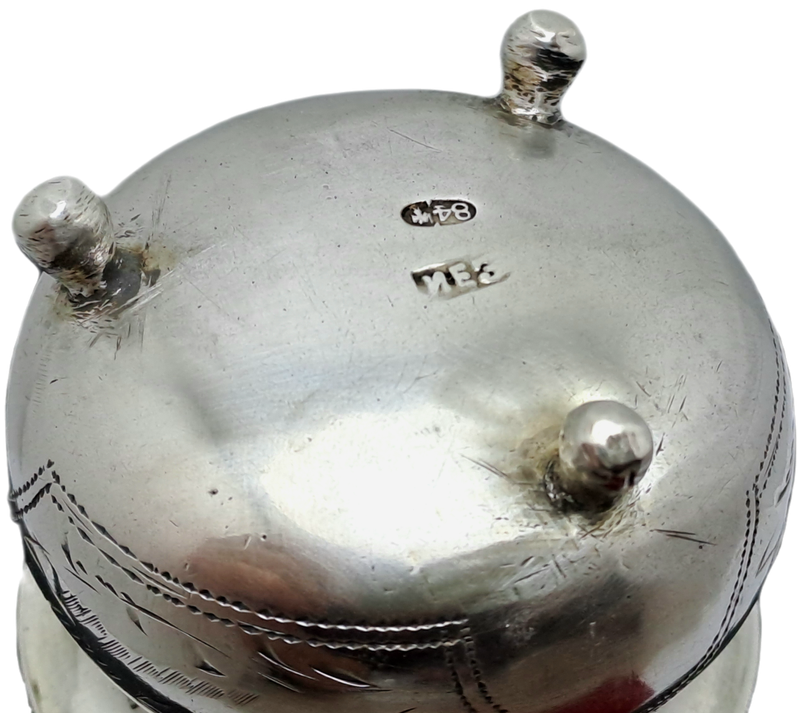 Hallmarked Antique 1904-1908 Kiev Imperial 84 Russian SILVER Salt Cellar