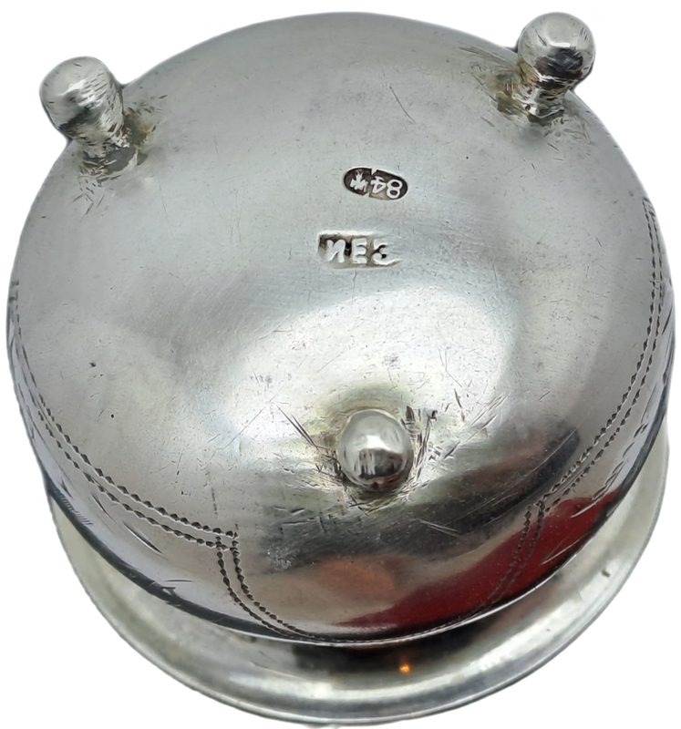 Hallmarked Antique 1904-1908 Kiev Imperial 84 Russian SILVER Salt Cellar