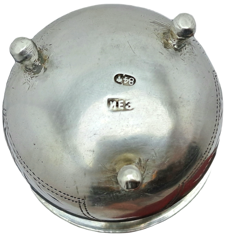Hallmarked Antique 1904-1908 Kiev Imperial 84 Russian SILVER Salt Cellar