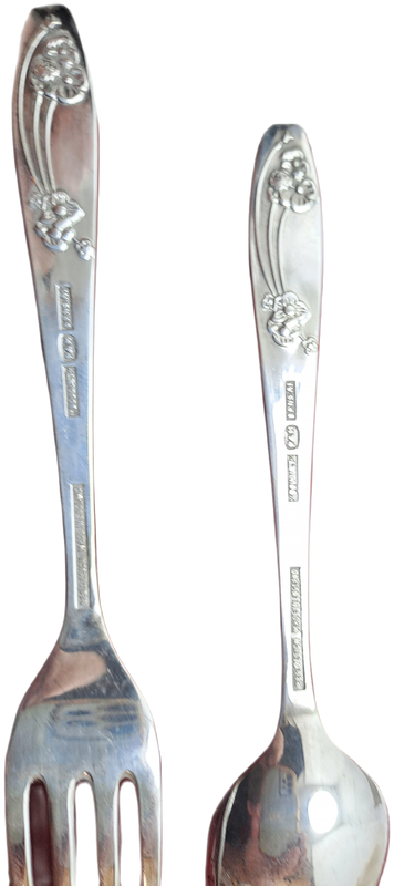 Vintage Reg.Design Priestley & Moore Sheffield England EPNS A1 Kiddies Cutlery Fork and spoon -boxed