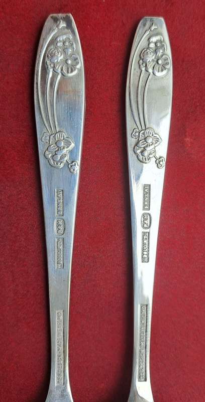 Vintage Reg.Design Priestley & Moore Sheffield England EPNS A1 Kiddies Cutlery Fork and spoon -boxed