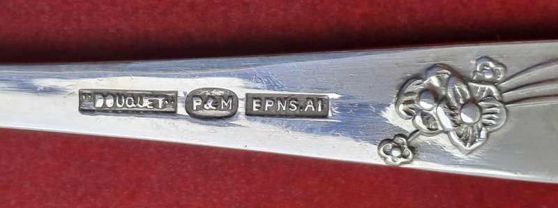 Vintage Reg.Design Priestley & Moore Sheffield England EPNS A1 Kiddies Cutlery Fork and spoon -boxed