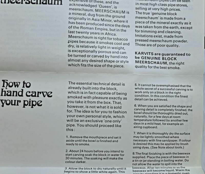 Vintage 1960`s THE KARVIT YOURSELF PIPE kit Genuine Block Meershaum By Peterson Ireland-Uncarved