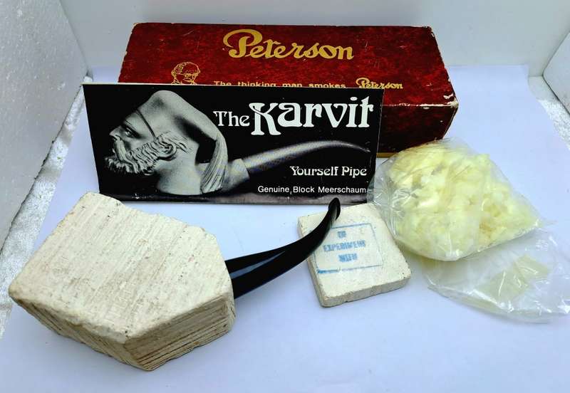 Vintage 1960`s THE KARVIT YOURSELF PIPE kit Genuine Block Meershaum By Peterson Ireland-Uncarved