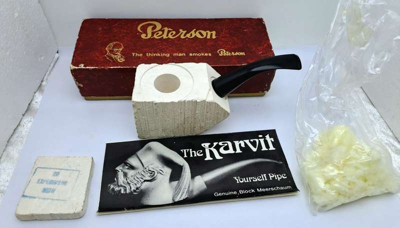 Vintage 1960`s THE KARVIT YOURSELF PIPE kit Genuine Block Meershaum By Peterson Ireland-Uncarved