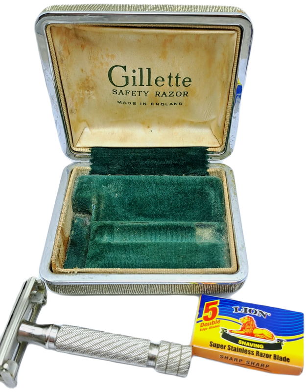 Vintage Gillette Safety Razor Brit.Pat 694093 in Case Made in England