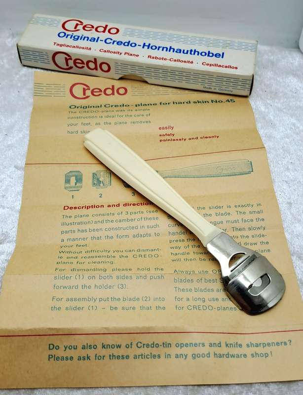Original Vintage Credo Hornhauthobel Callosity Plane -UnUsed -Boxed made in Germany
