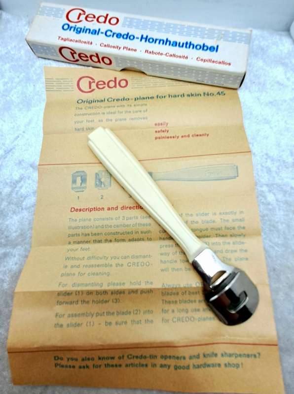 Original Vintage Credo Hornhauthobel Callosity Plane -UnUsed -Boxed made in Germany