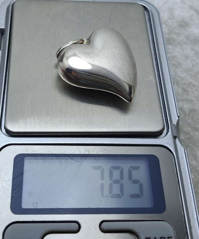 Vintage Sterling Silver Heart Pendant- Unused with No Engraving on It -7,85 Grams