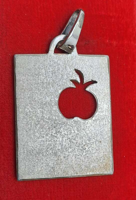 Vintage Sterling Silver Disc with Apple Pendant- Unused with No Engraving on It -3,64 Grams