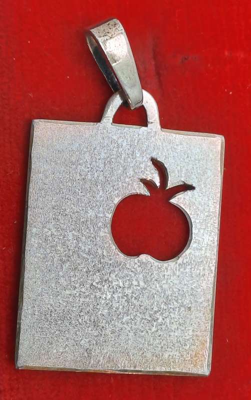 Vintage Sterling Silver Disc with Apple Pendant- Unused with No Engraving on It -3,64 Grams
