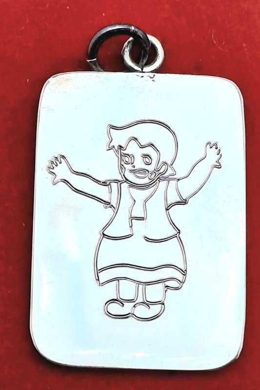Vintage Sterling Silver Disc with Heidi Pendant- Unused with No Engraving on It -5,85 Grams.