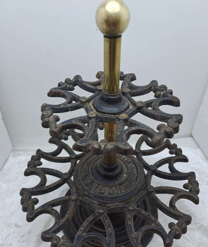 Antique Victorian 2 Tier Cast Iron Office Rubber Stamp Holder can also store Smoking Pipes