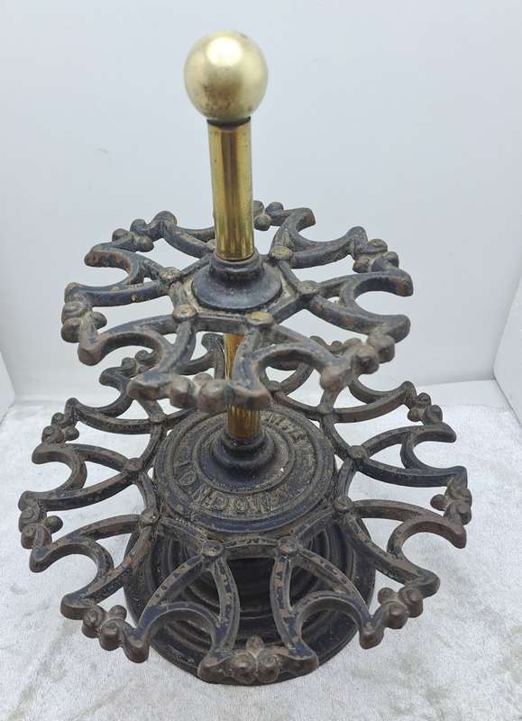 Antique Victorian 2 Tier Cast Iron Office Rubber Stamp Holder can also store Smoking Pipes