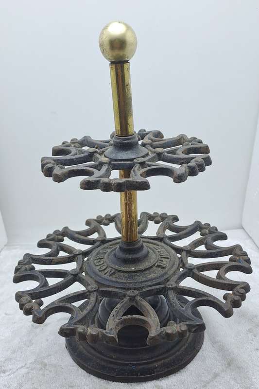 Antique Victorian 2 Tier Cast Iron Office Rubber Stamp Holder can also store Smoking Pipes