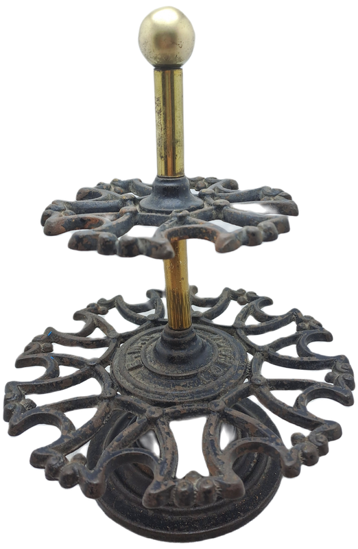 Antique Victorian 2 Tier Cast Iron Office Rubber Stamp Holder can also store Smoking Pipes