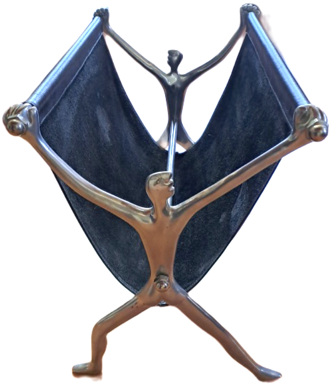 Large Carol Boyes Magazine rack with Black Leather 51cm x 28,5cm x 38cm