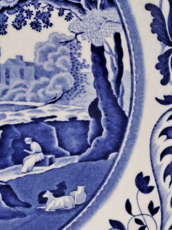 Vintage Spode Italian Spode Design Blue and White Plate C.1816 E -England 26,5cm