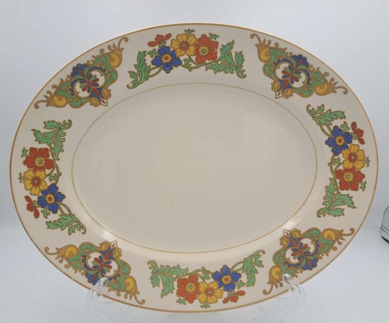 Vintage C.1945 Ivory Ware Cairo Minerva John Maddock & Sons -England - Oval Plate 30cmX24cm