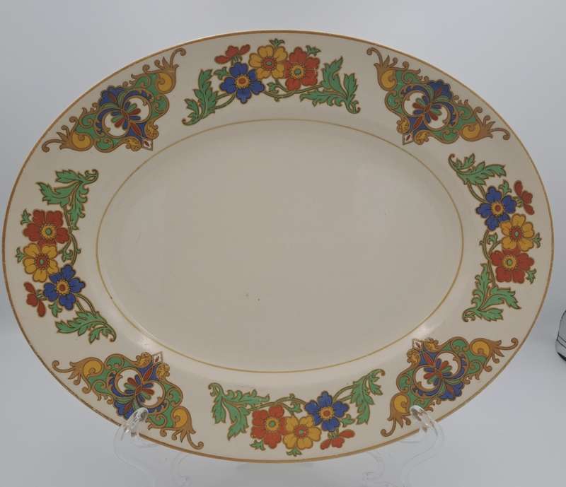 Vintage C.1945 Ivory Ware Cairo Minerva John Maddock & Sons -England - Oval Plate 30cmX24cm