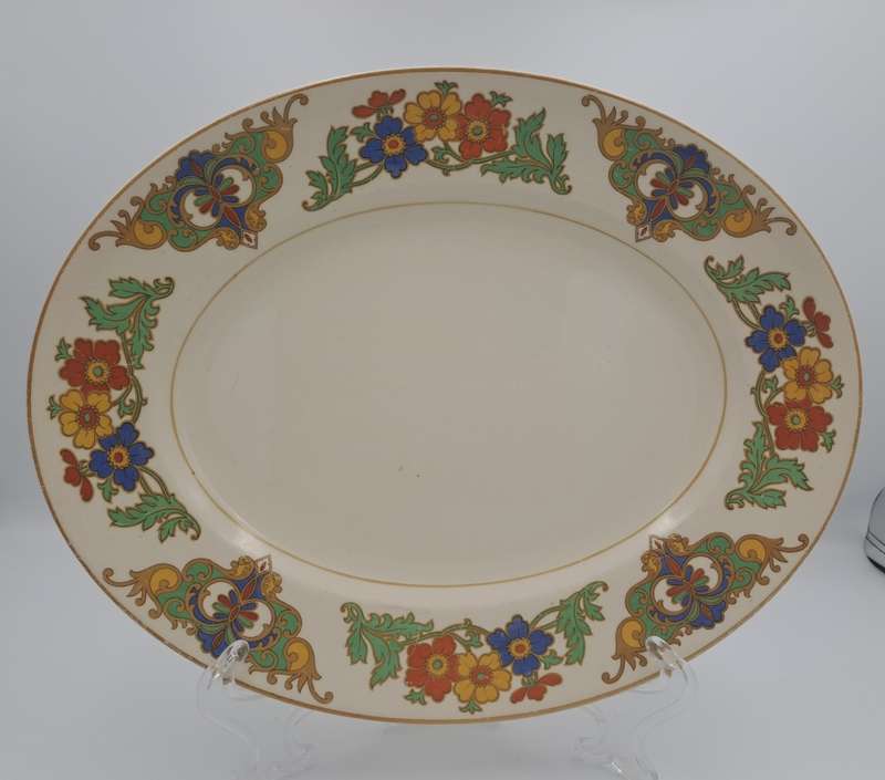 Vintage C.1945 Ivory Ware Cairo Minerva John Maddock & Sons -England - Oval Plate 30cmX24cm