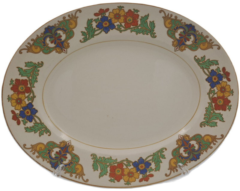 Vintage C.1945 Ivory Ware Cairo Minerva John Maddock & Sons -England - Oval Plate 30cmX24cm