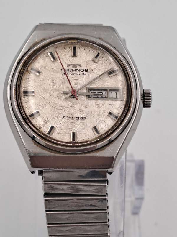 Vintage TECHNOS Cougar Mod.2879.2120.354 Mens Automatic Watch -17 Jewels -WORKING