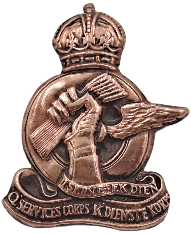 Suid Afrika K Dienste Korps `Ek dien` -South Africa Q Services Corps Badge`I Serve Cap Badge 45x40mm