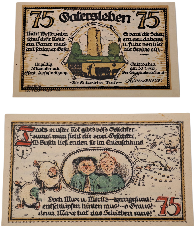 Germany -Municipality of Gatersleben 75 Pfennig Notgeld 30-7-1921-  UNC  Condition (Emergency Money)